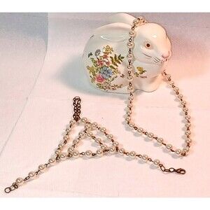 Hand Made Brass, faux vintage beige pearl slave bracelet necklace set